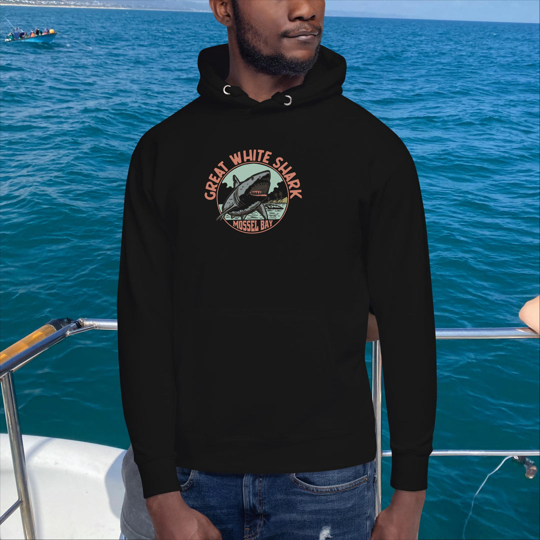 Monoline Mossel Bay Great White Shark Hoodie Front | Great White Shark | White Shark Ocean