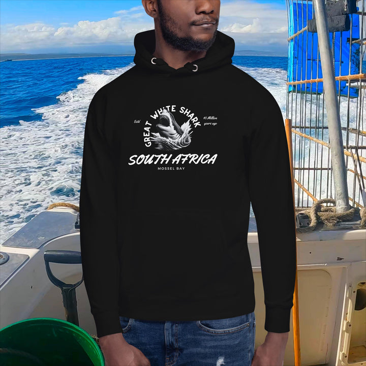Great White Shark Hoodie - "South Africa, Established 45 Million Years Ago"