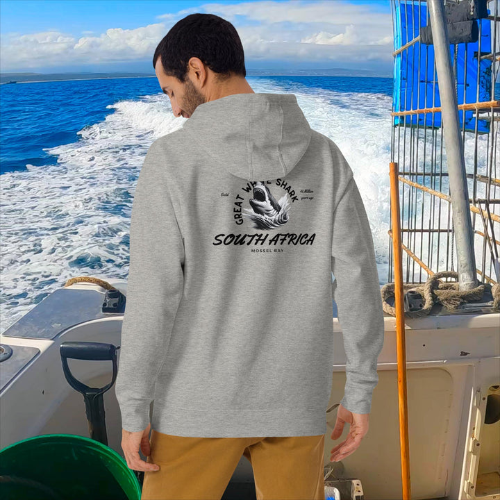 Great White Shark Hoodie - "South Africa, Established 45 Million Years Ago"