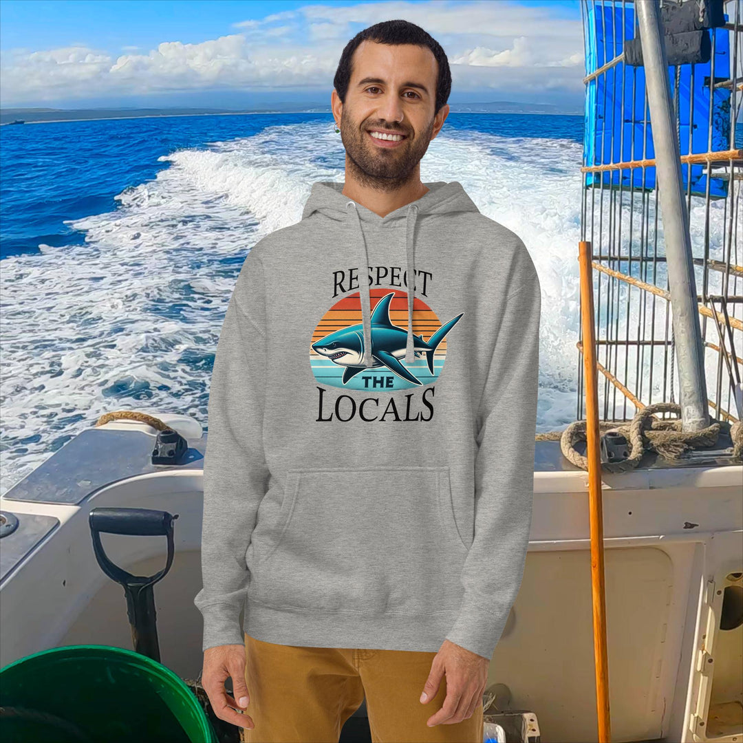 "Respect the Locals" Great White Shark Retro Hoodie