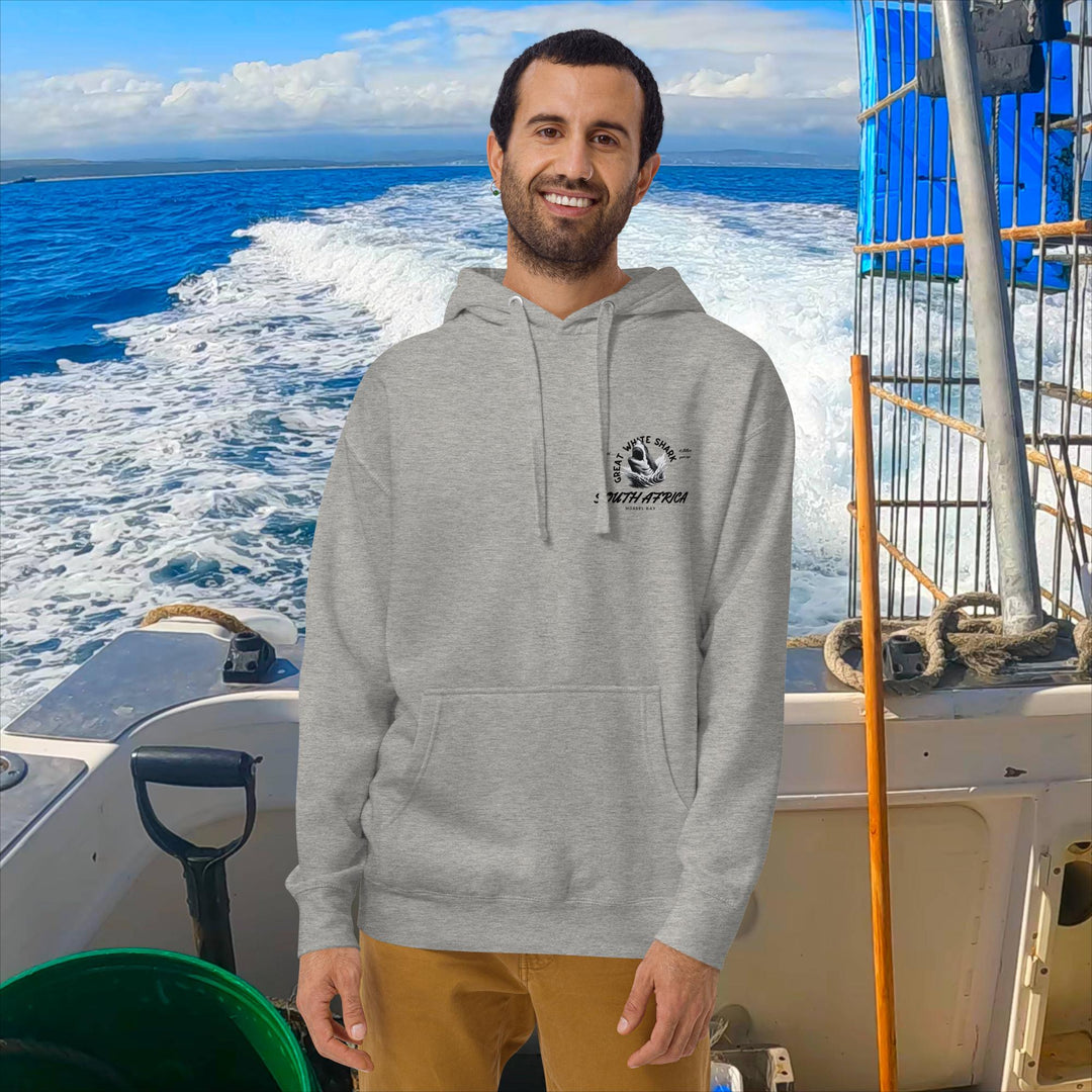 Great White Shark Hoodie - "South Africa, Established 45 Million Years Ago"
