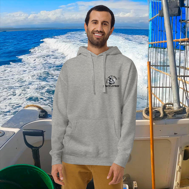 Great White Shark Hoodie - "South Africa, Established 45 Million Years Ago"