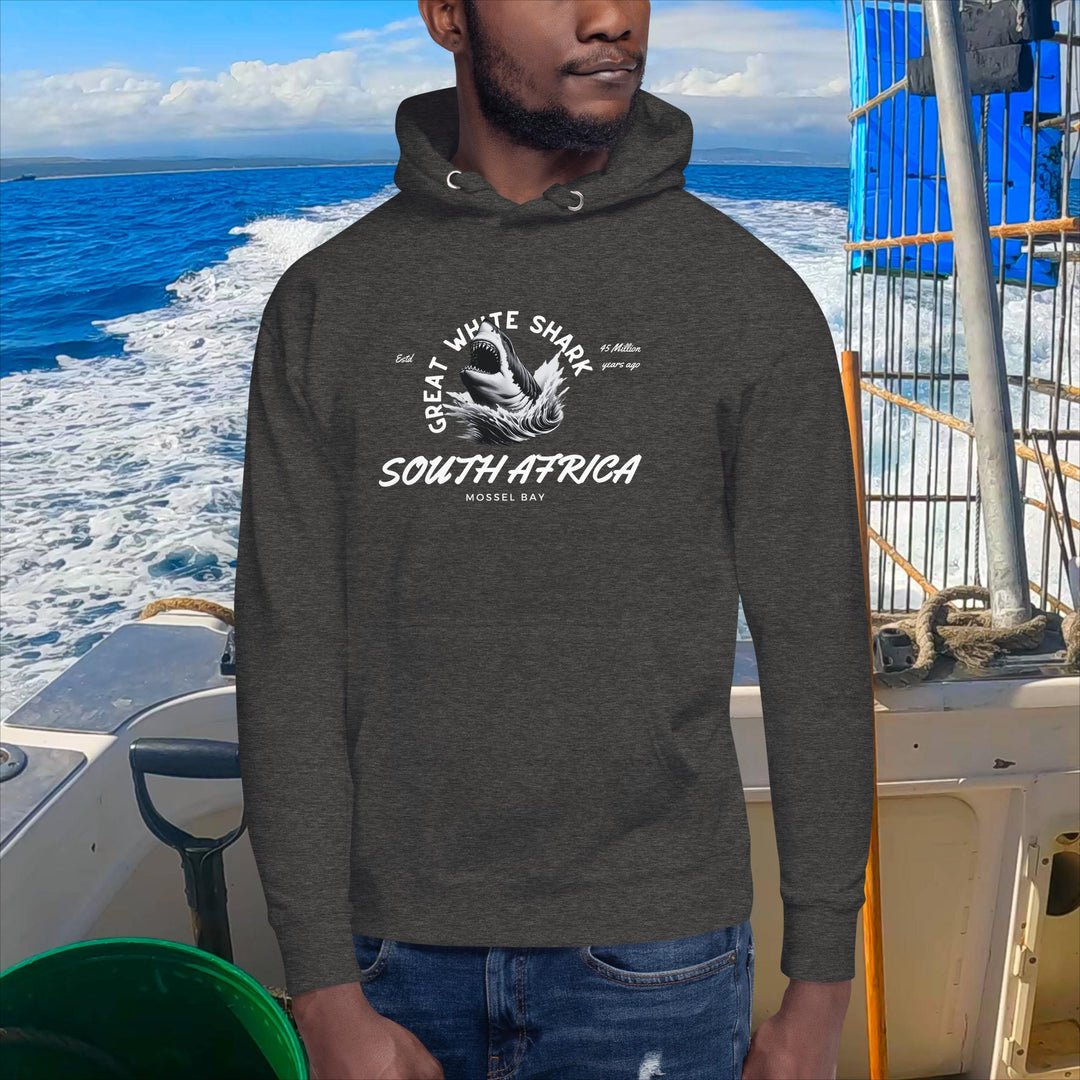 Great White Shark Hoodie - "South Africa, Established 45 Million Years Ago"