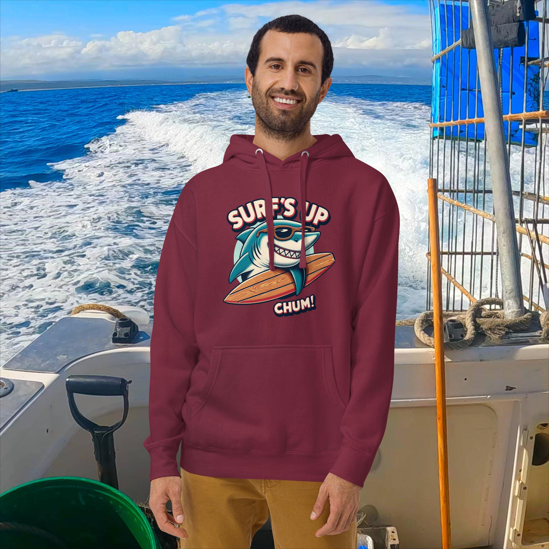 Surfs Up Chum Great White Shark Hoodie | White Shark Ocean | Great White Shark
