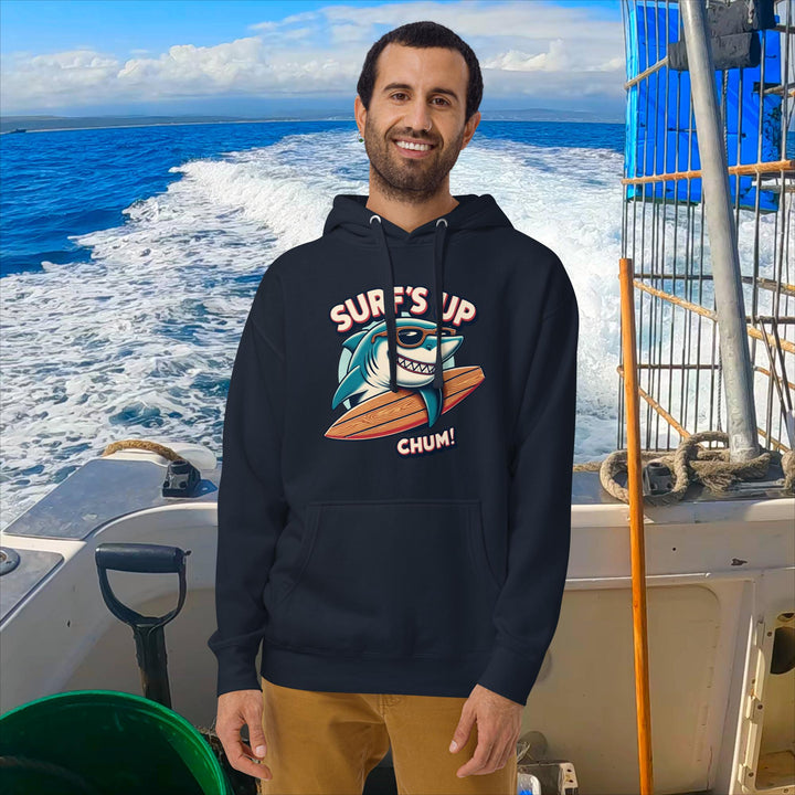 Surfs Up Chum Great White Shark Hoodie | White Shark Ocean | Great White Shark