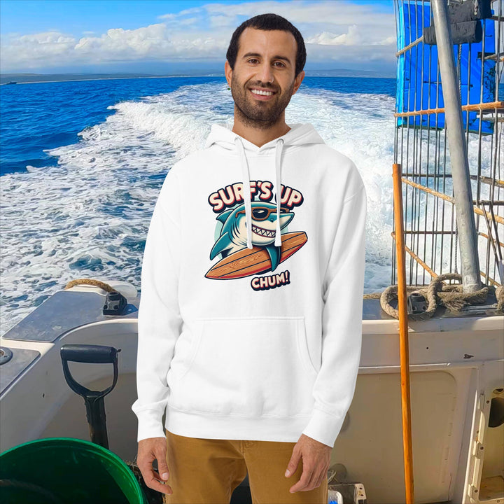 Surfs Up Chum Great White Shark Hoodie | White Shark Ocean | Great White Shark