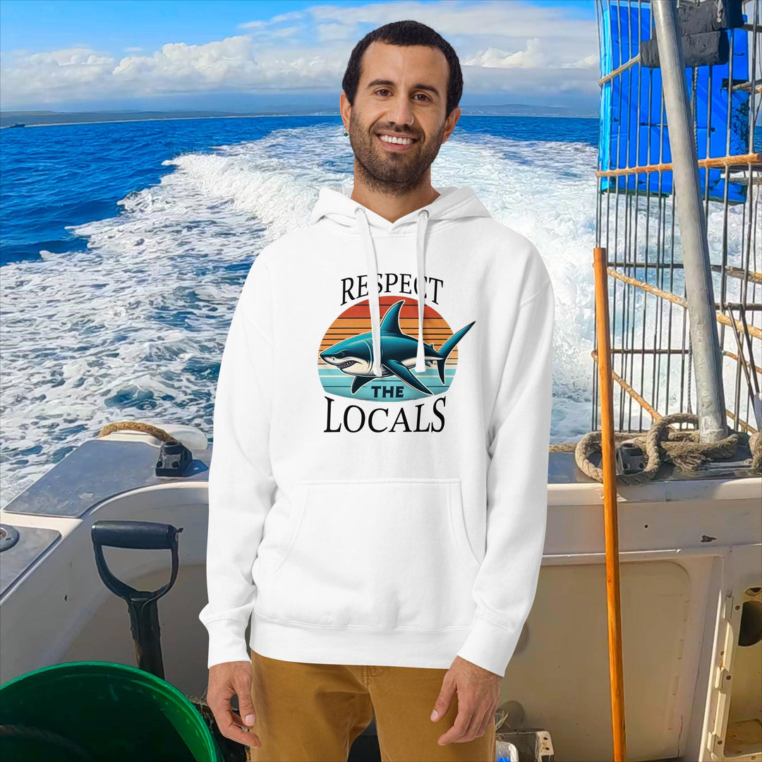 "Respect the Locals" Great White Shark Retro Hoodie