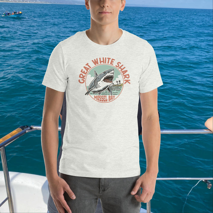Monoline Mossel Bay Great White Shark T'shirt Front | Great White Shark | White Shark Ocean
