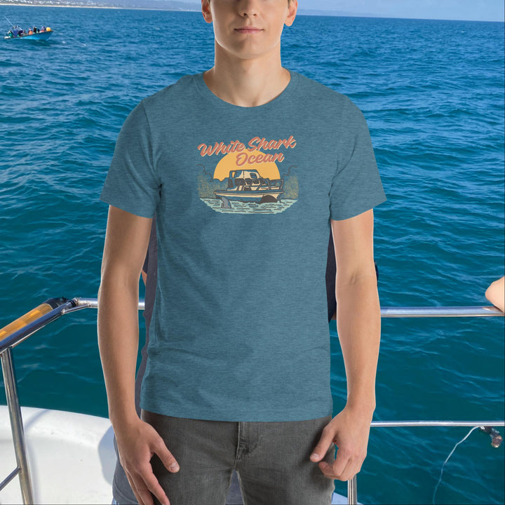 White Shark Ocean Cage Boat T-Shirt