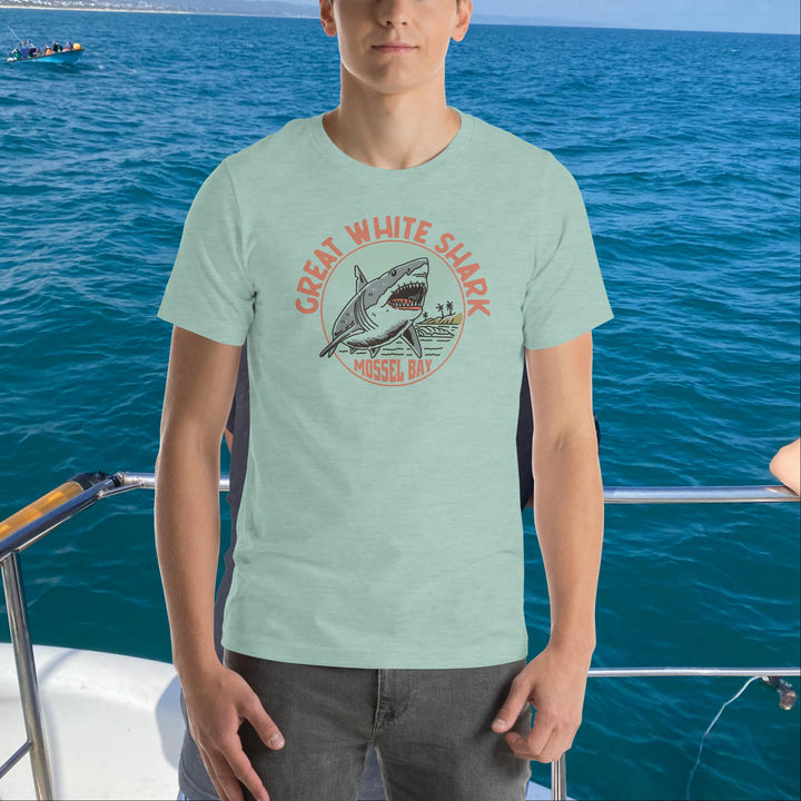 Monoline Mossel Bay Great White Shark T'shirt Front | Great White Shark | White Shark Ocean