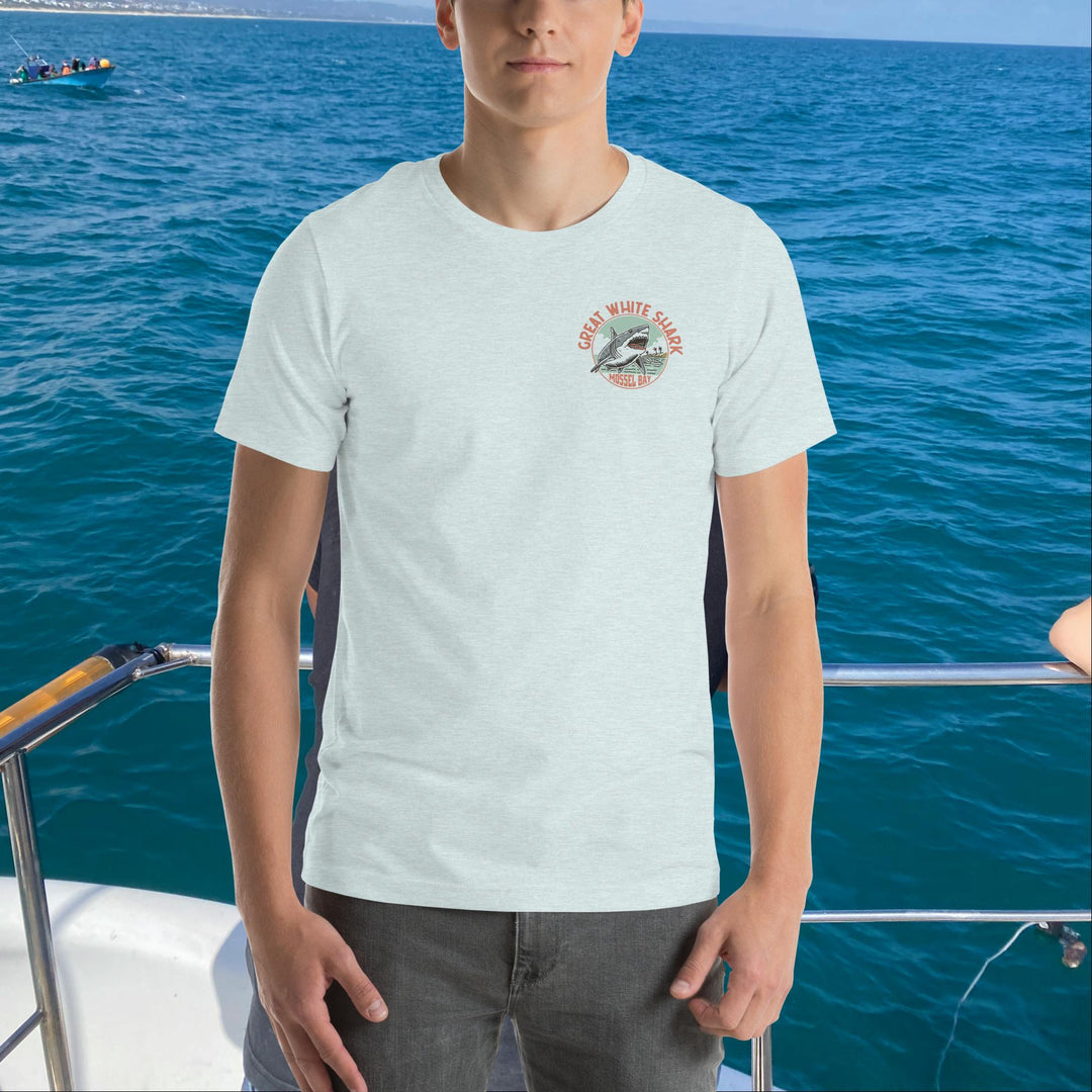 Monoline Mossel Bay Great White Shark Front And Back T-Shirt