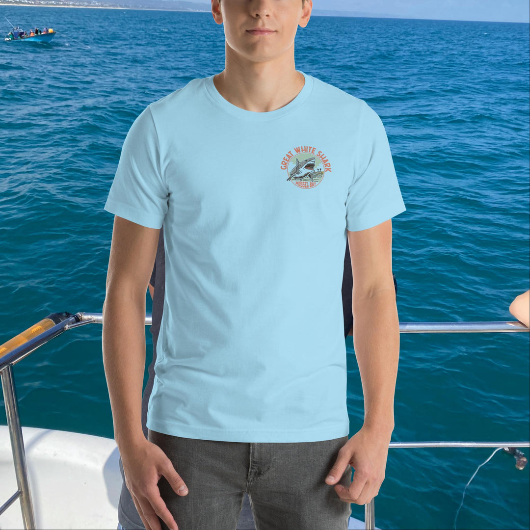 Monoline Mossel Bay Great White Shark Front And Back T-Shirt