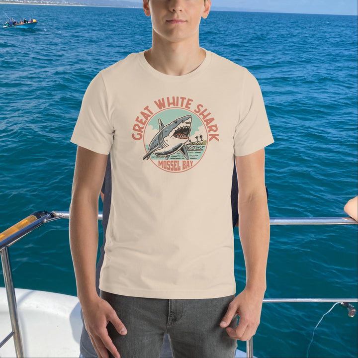 Monoline Mossel Bay Great White Shark T'shirt Front | Great White Shark | White Shark Ocean