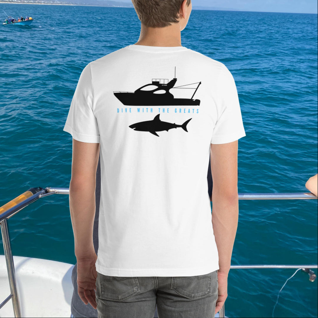 Dive With The Greats Mossel Bay Unisex T'shirt | White Shark Ocean | Great White Sharks