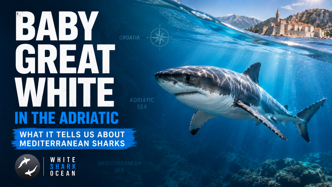 Juvenile great white shark pup — the first confirmed young-of-the-year great white shark caught in the Adriatic Sea, near Rogoznica on Croatia's Dalmatian coast in September 2023
