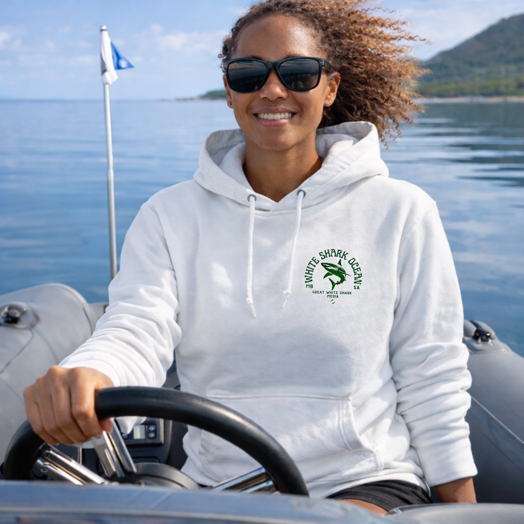 Great White Shark Hoodie - "South Africa, Established 45 Million Years Ago"