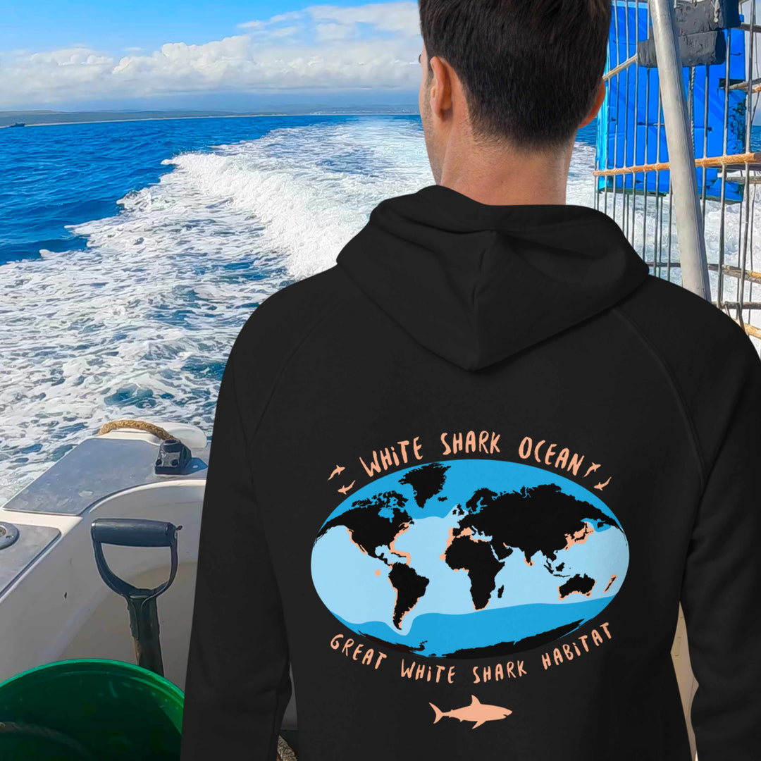 Great White Shark Habitat Unisex eco raglan hoodie