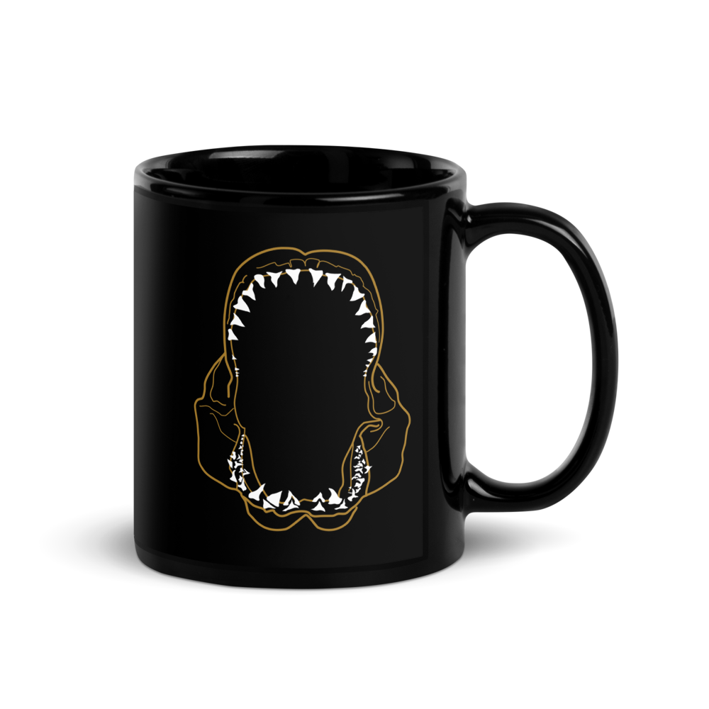 Great White Shark Jaws Black Glossy Mug