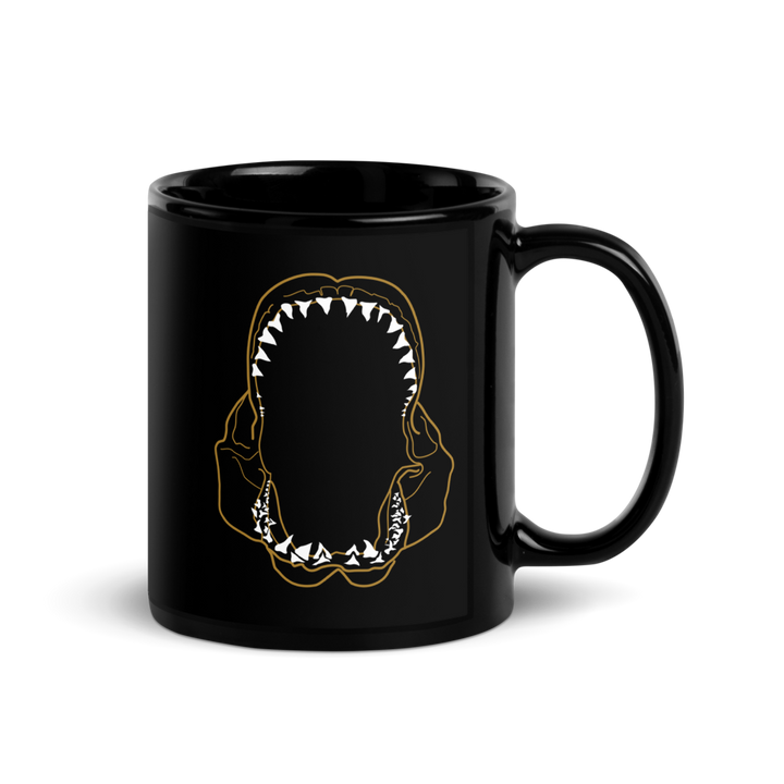 Great White Shark Jaws Black Glossy Mug