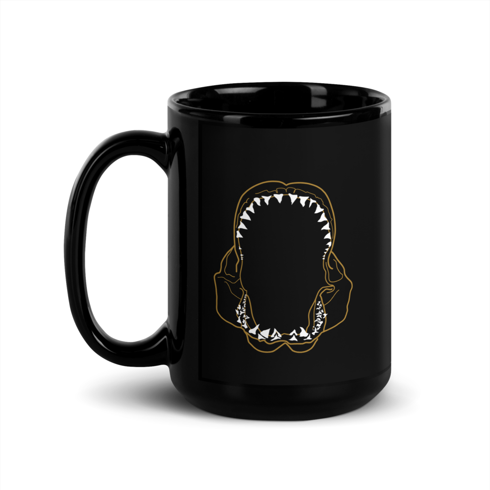 Great White Shark Jaws Black Glossy Mug