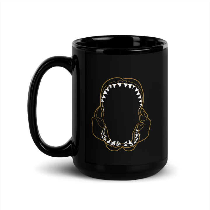 Great White Shark Jaws Black Glossy Mug