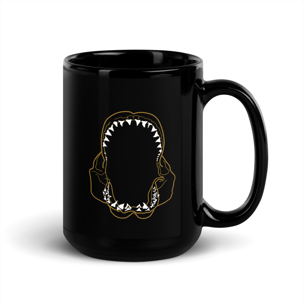 Great White Shark Jaws Black Glossy Mug