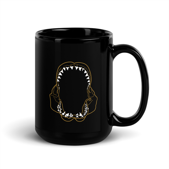 Great White Shark Jaws Black Glossy Mug