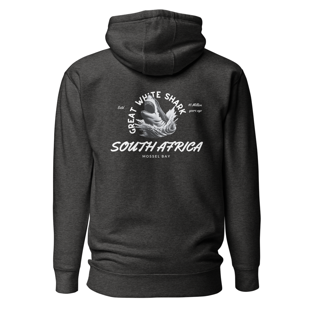 Great White Shark Hoodie - "South Africa, Established 45 Million Years Ago"