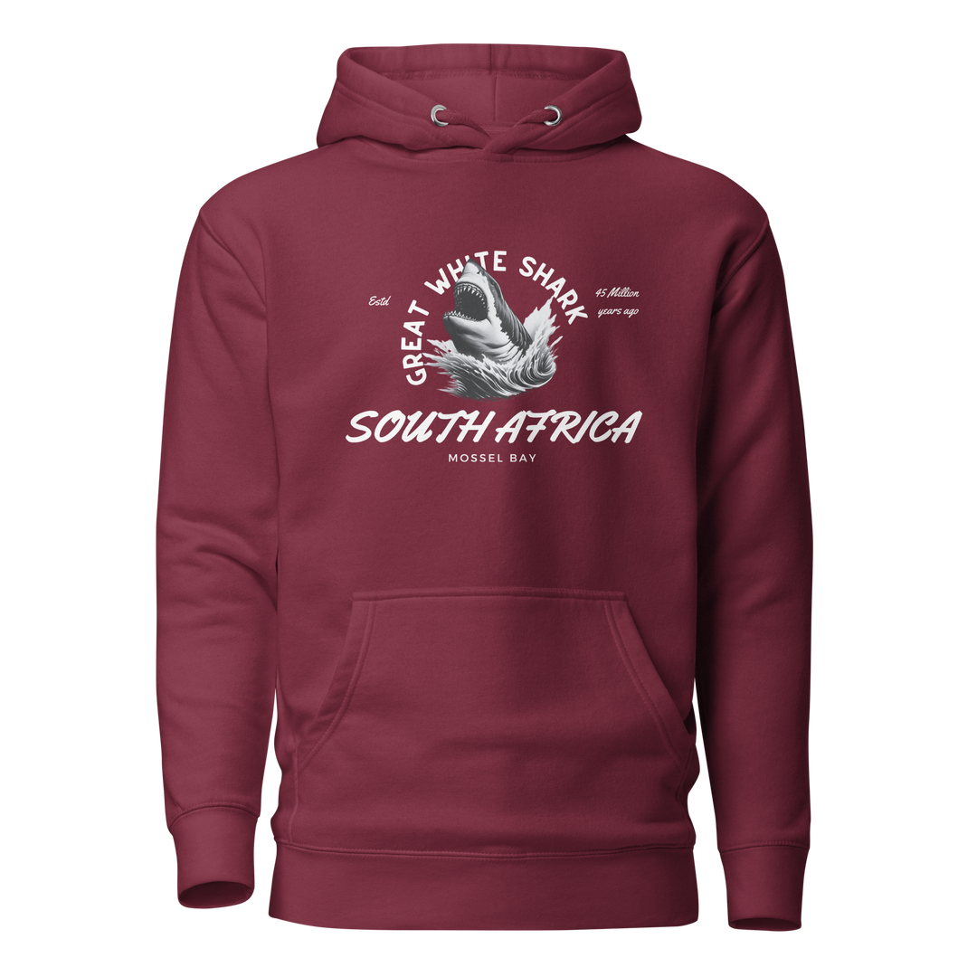 Great White Shark Hoodie - "South Africa, Established 45 Million Years Ago"