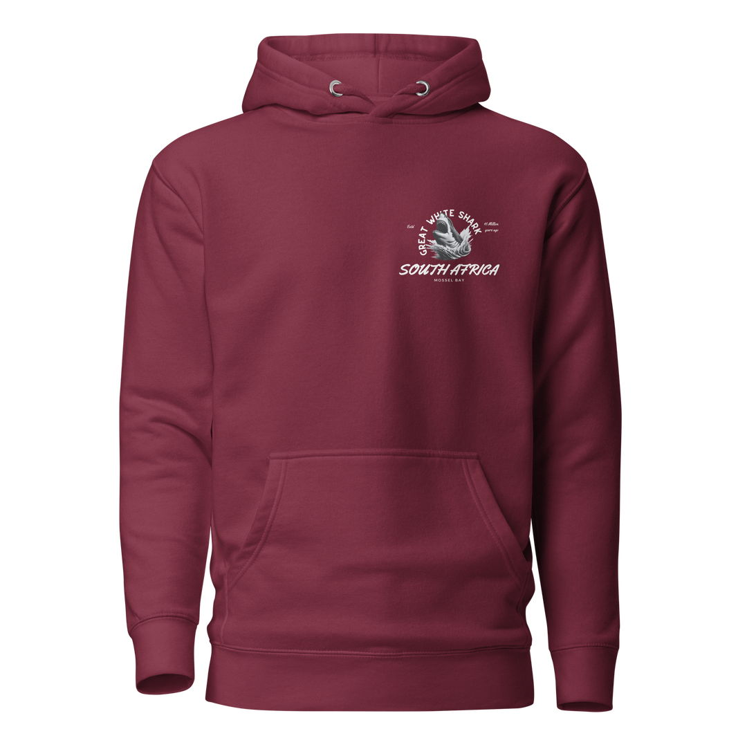 Great White Shark Hoodie - "South Africa, Established 45 Million Years Ago"