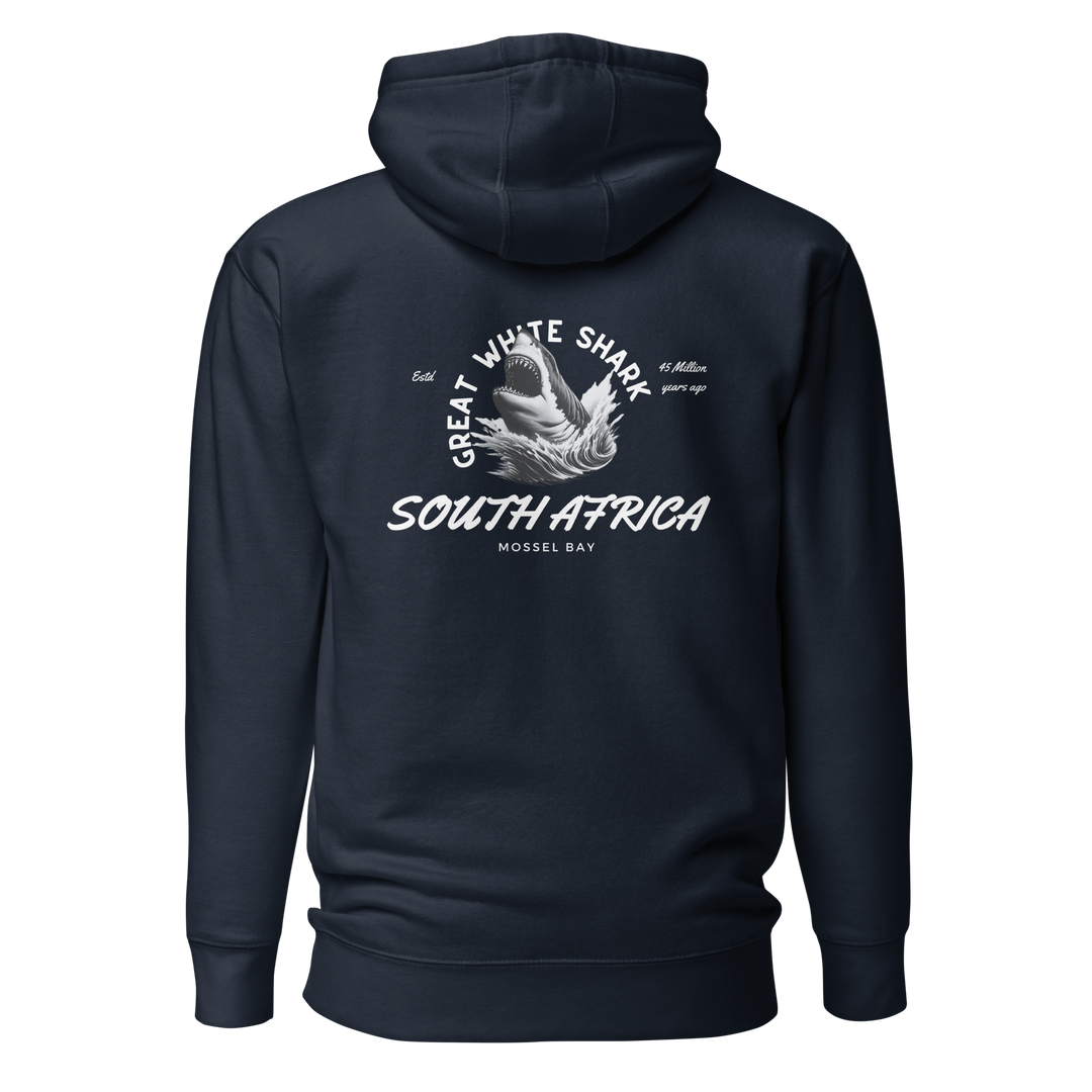 Great White Shark Hoodie - "South Africa, Established 45 Million Years Ago"