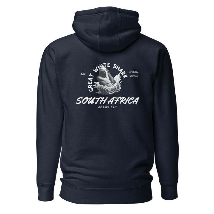 Great White Shark Hoodie - "South Africa, Established 45 Million Years Ago"