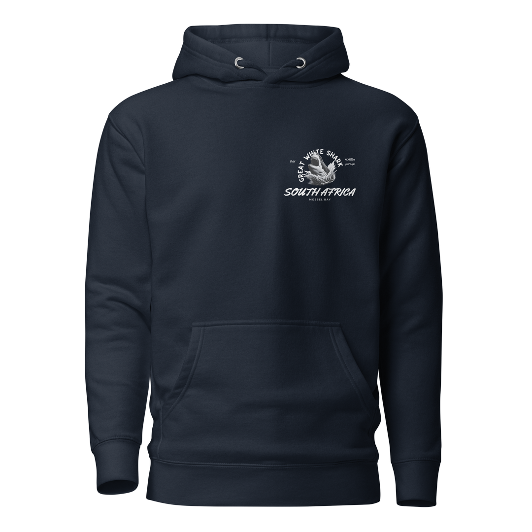 Great White Shark Hoodie - "South Africa, Established 45 Million Years Ago"