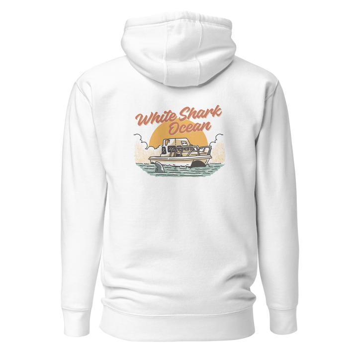 White Shark Ocean Cage Boat Hoodie