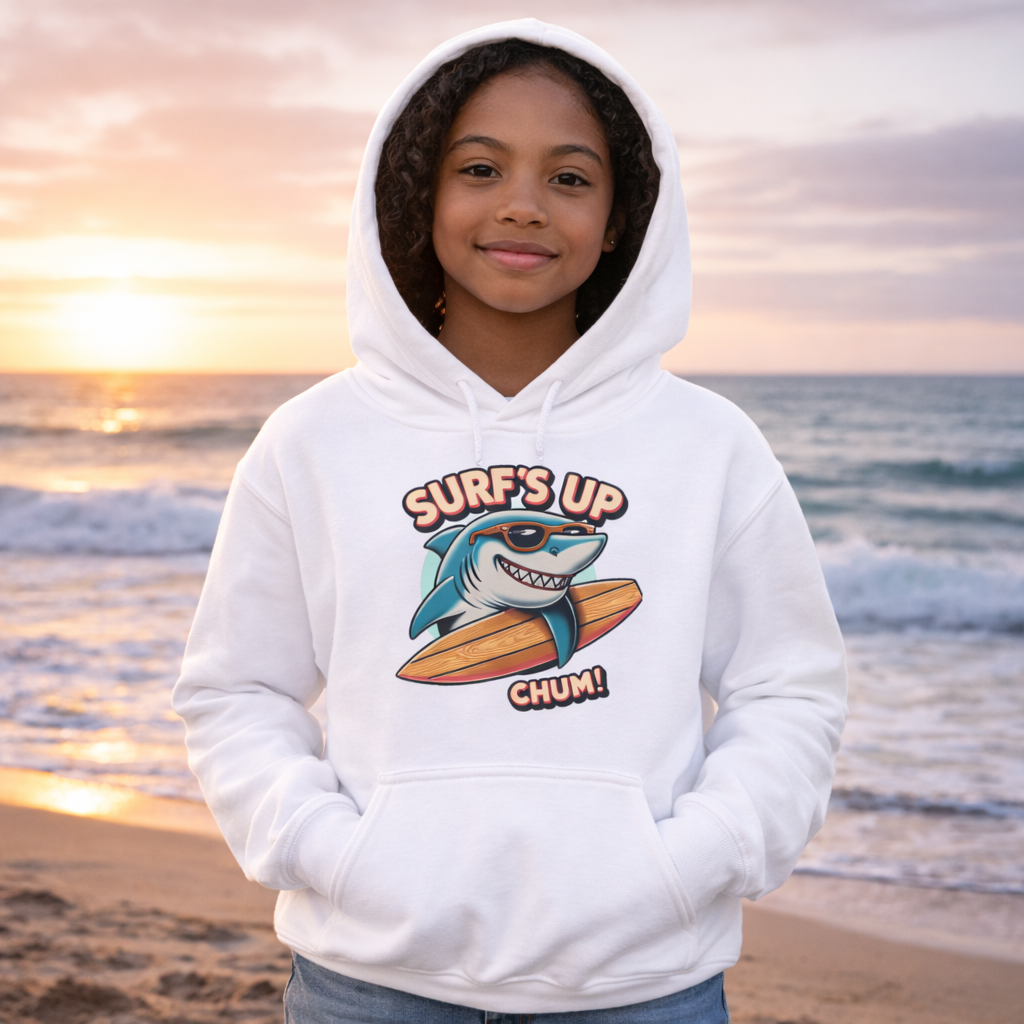 Kids Hoodie: "Surf’s Up, Chum!"