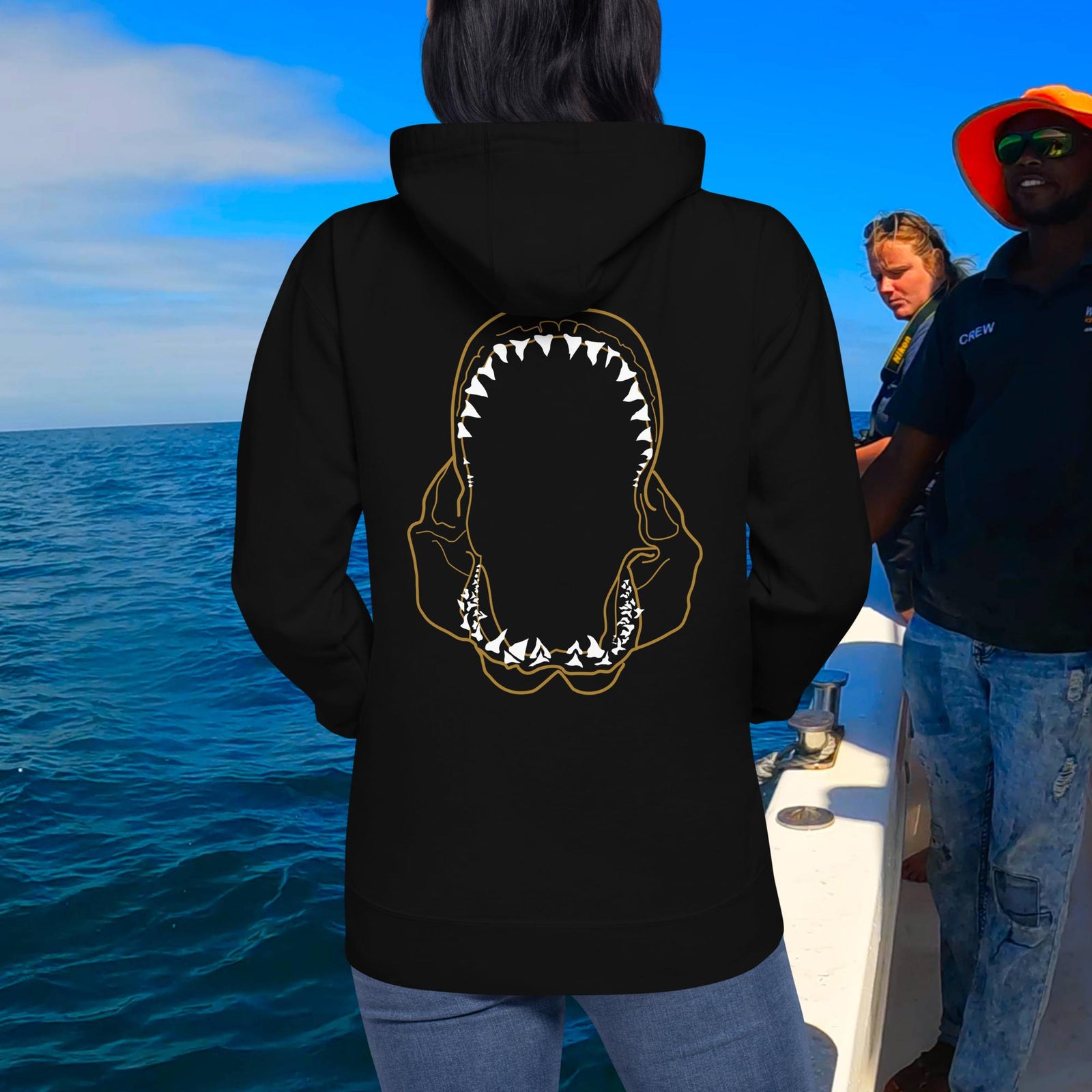 Great White Shark Jaws Unisex Hoodie | White Shark Ocean | 