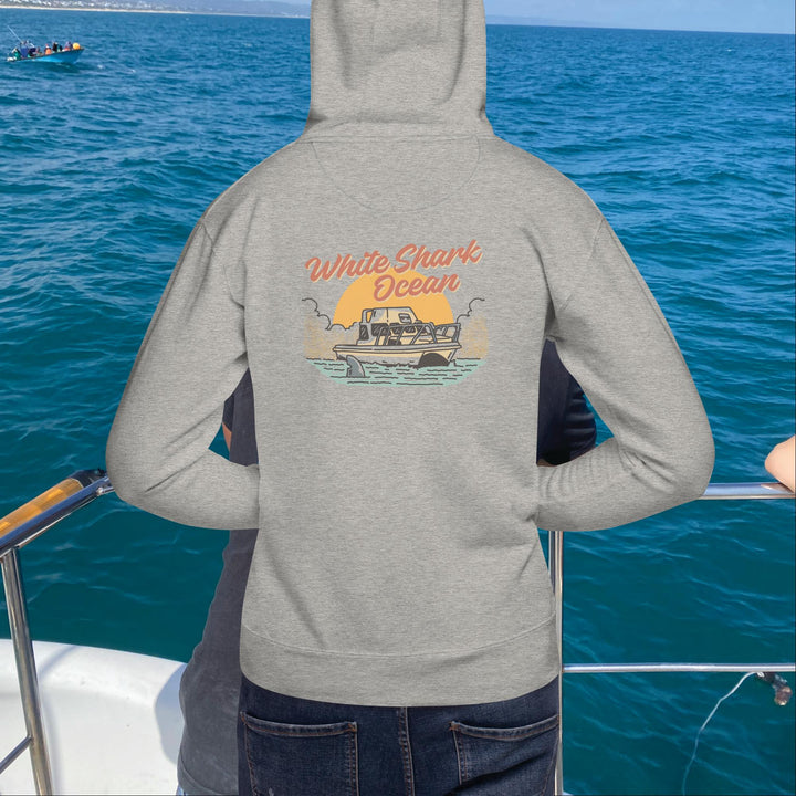 White Shark Ocean Cage Boat Hoodie