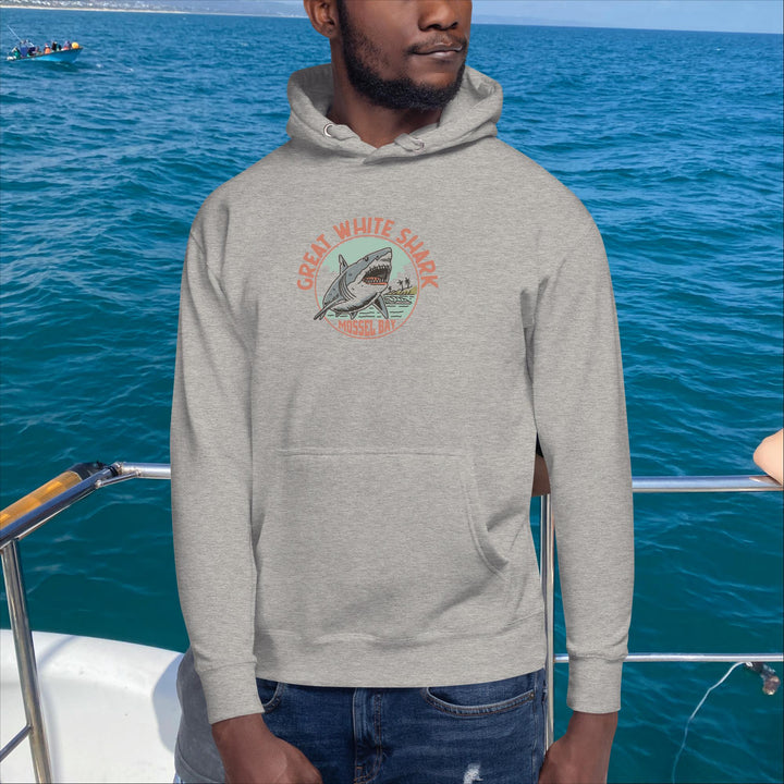 Monoline Mossel Bay Great White Shark Hoodie Front | Great White Shark | White Shark Ocean