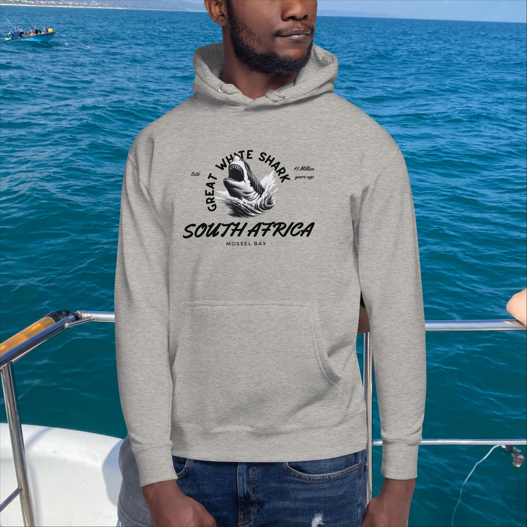 Great White Shark Hoodie - "South Africa, Established 45 Million Years Ago"