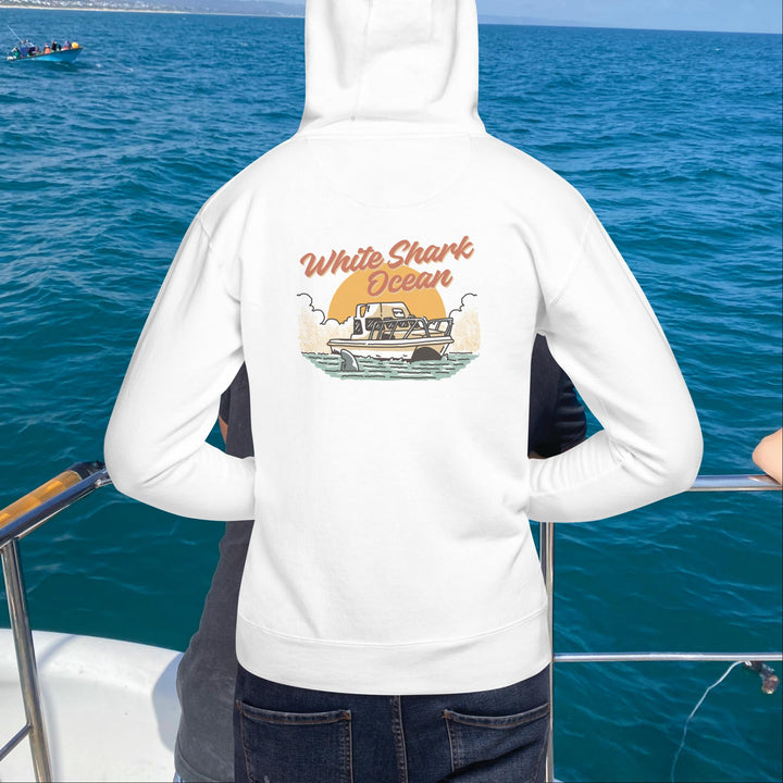 White Shark Ocean Cage Boat Hoodie | White Shark Ocean | Great White Shark