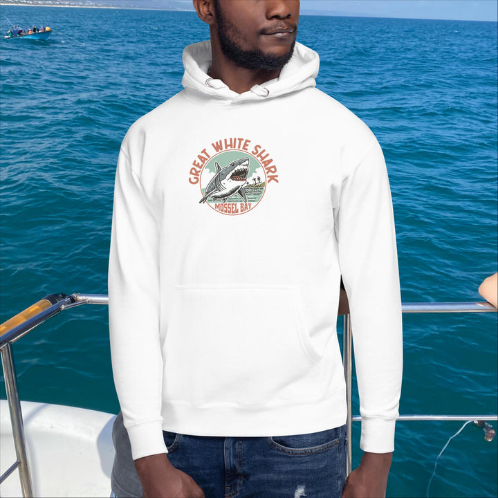 Monoline Mossel Bay Great White Shark Hoodie Front | Great White Shark | White Shark Ocean