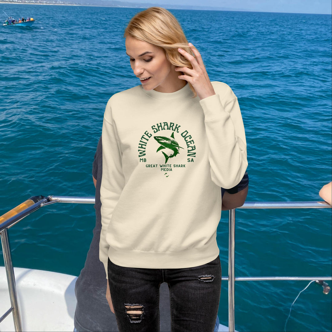 White Shark Ocean Great White Shark Media Sweatshirt Front | White Shark Ocean | Great White Shark