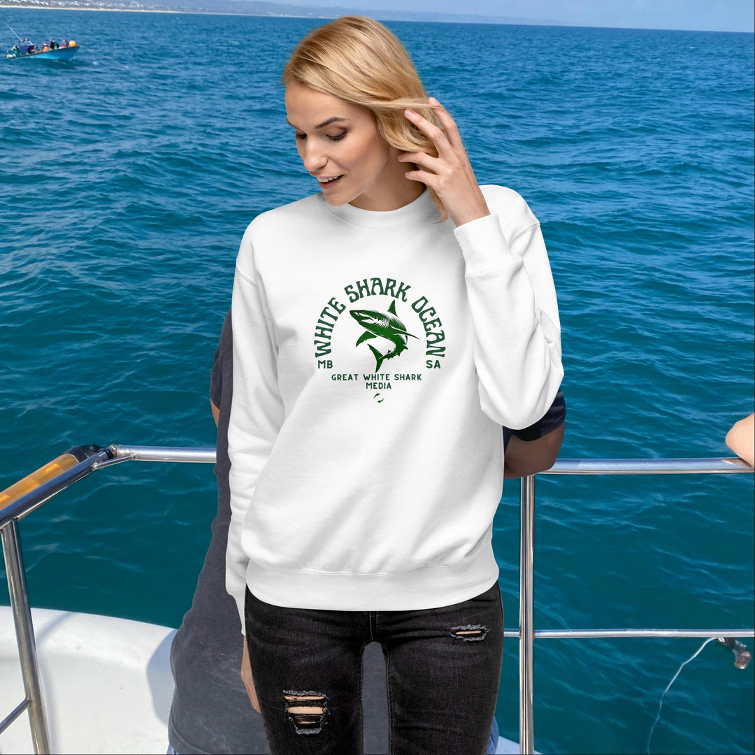 White Shark Ocean Great White Shark Media Sweatshirt Front | White Shark Ocean | Great White Shark