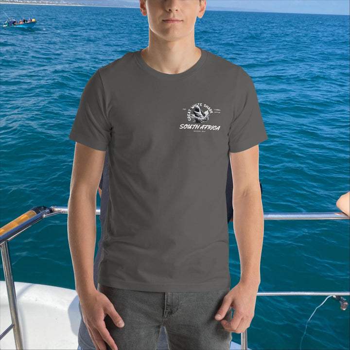 GREAT WHITE SHARK T-SHIRT - "SOUTH AFRICA, ESTABLISHED 45 MILLION YEARS AGO"