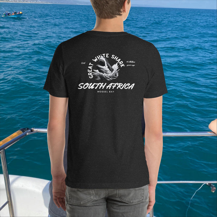 GREAT WHITE SHARK T-SHIRT - "SOUTH AFRICA, ESTABLISHED 45 MILLION YEARS AGO"
