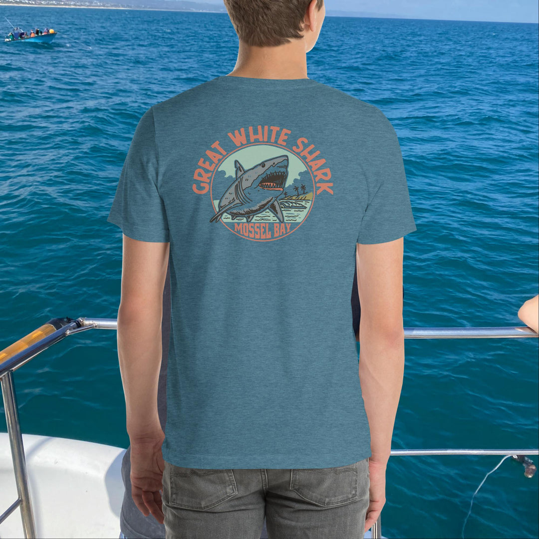 Monoline Mossel Bay Great White Shark Front And Back T-Shirt