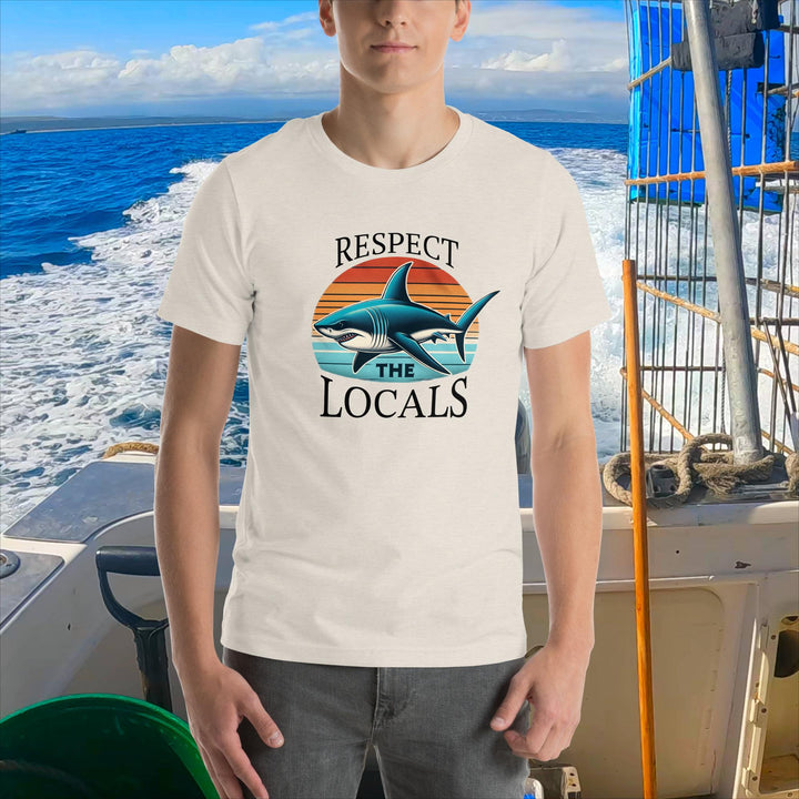 "Respect the Locals" Great White Shark Retro T-Shirt