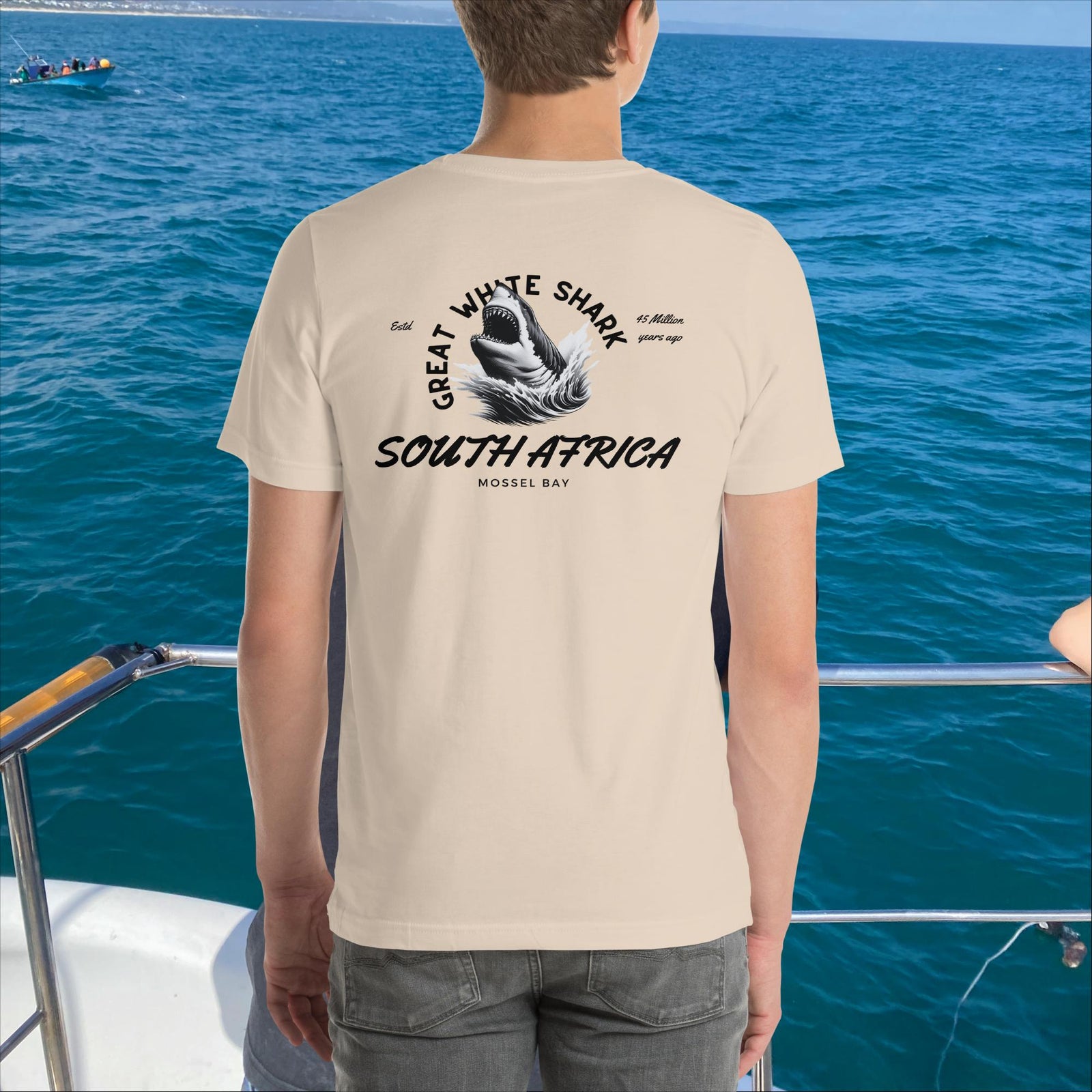 Great White Shark T-Shirt - "South Africa, Established 45 Million Years Ago"