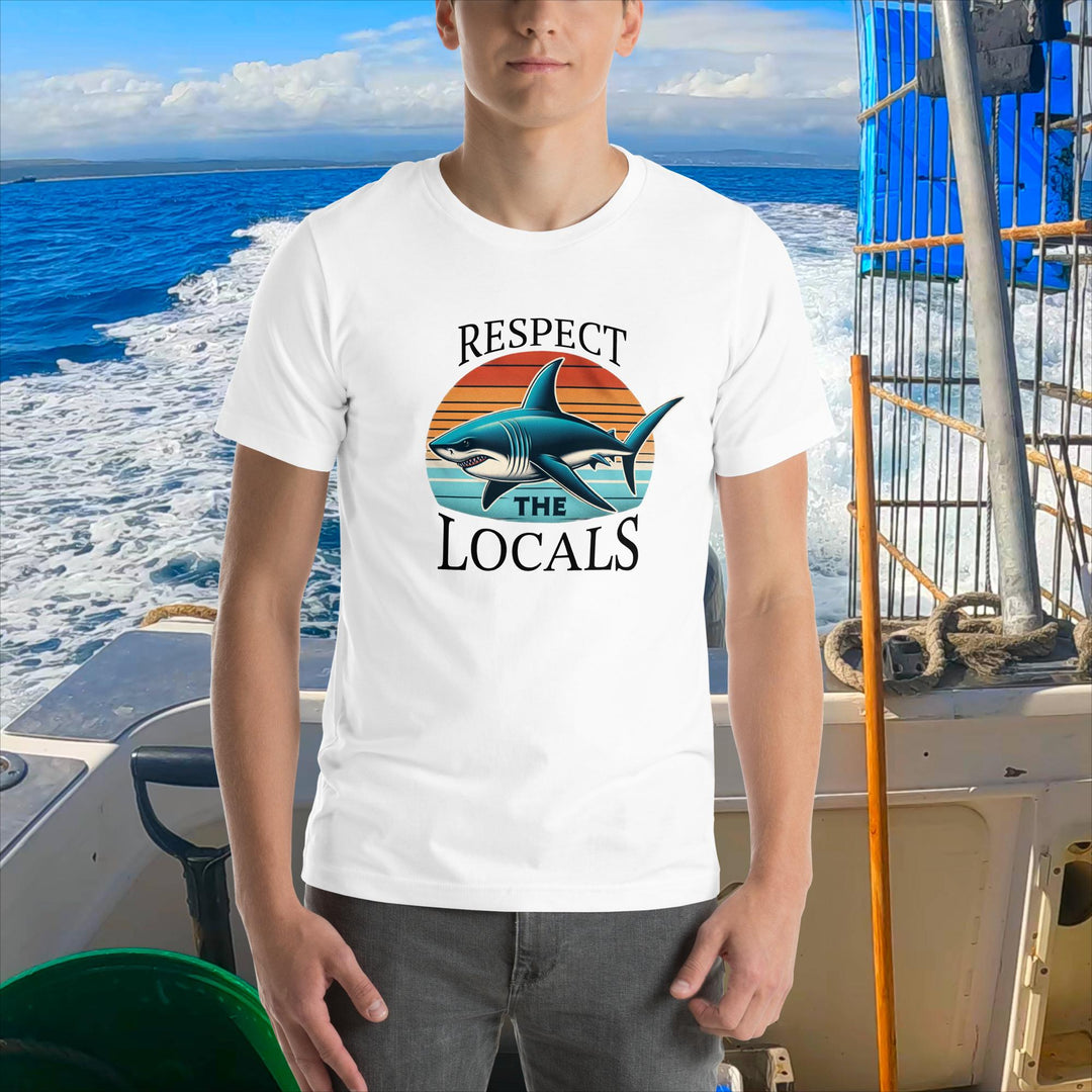 "Respect the Locals" Great White Shark Retro T-Shirt