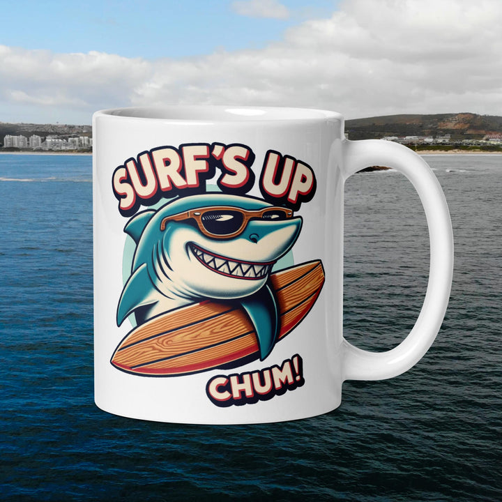 Surfs Up Chum Mug | white shark ocean | great white shark